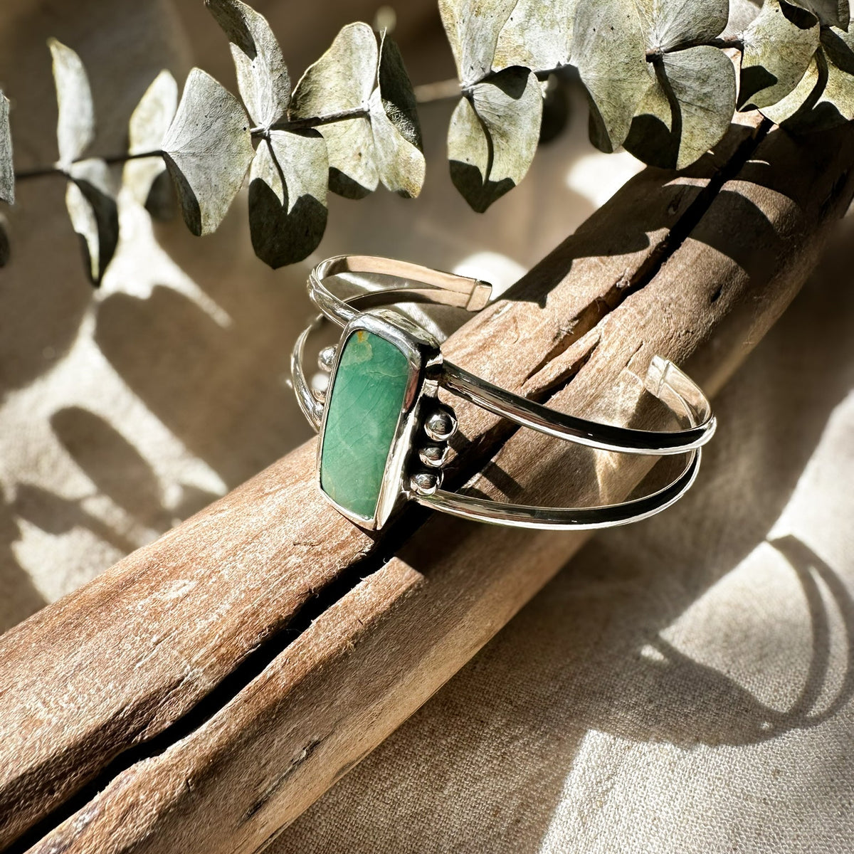 Green River cuff bracelet detail, double band granulation sterling silver Natural Earth Collective Ohio