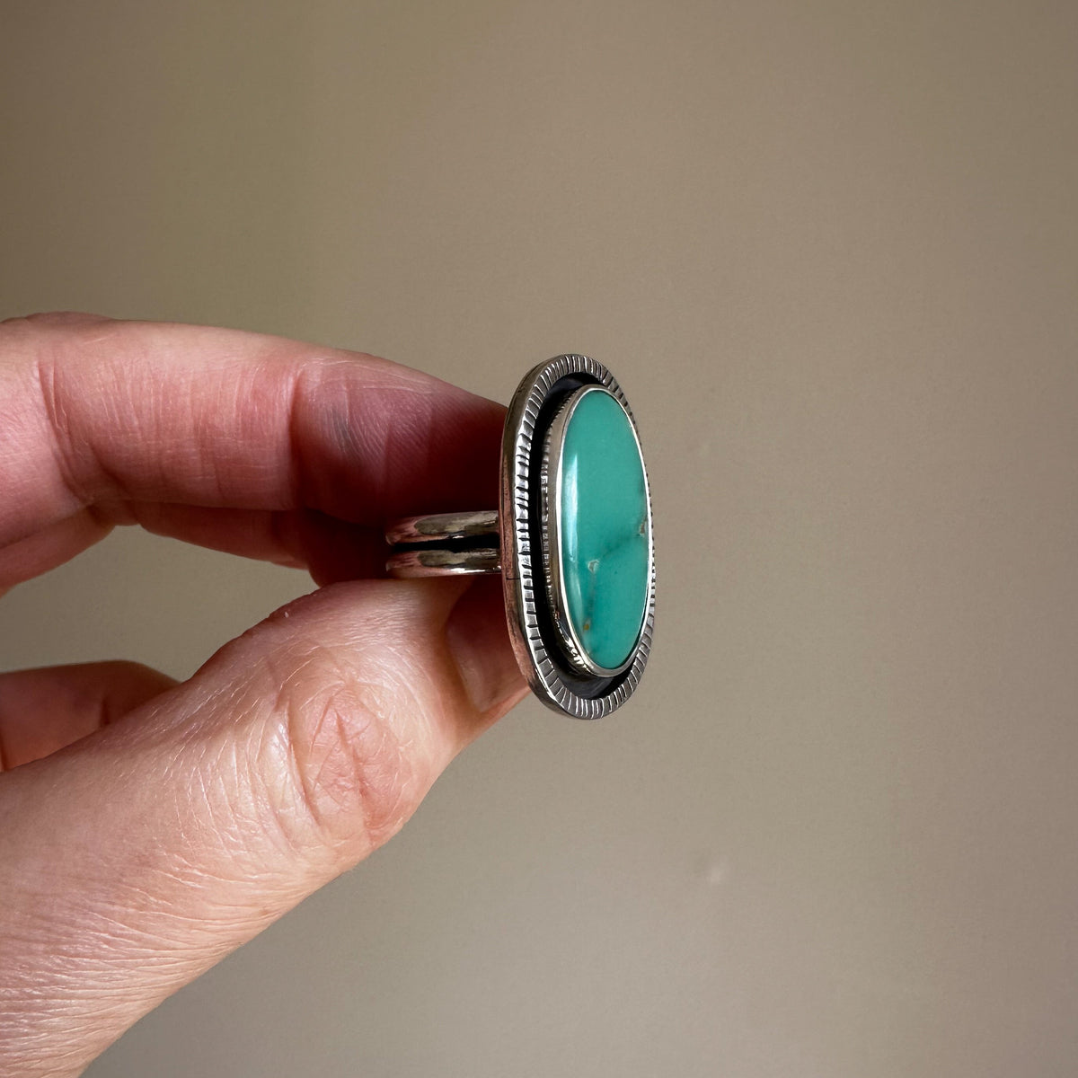 Open Sky Turquoise ring size 5.5 on hand, one of a kind handcrafted Natural Earth Collective Ohio