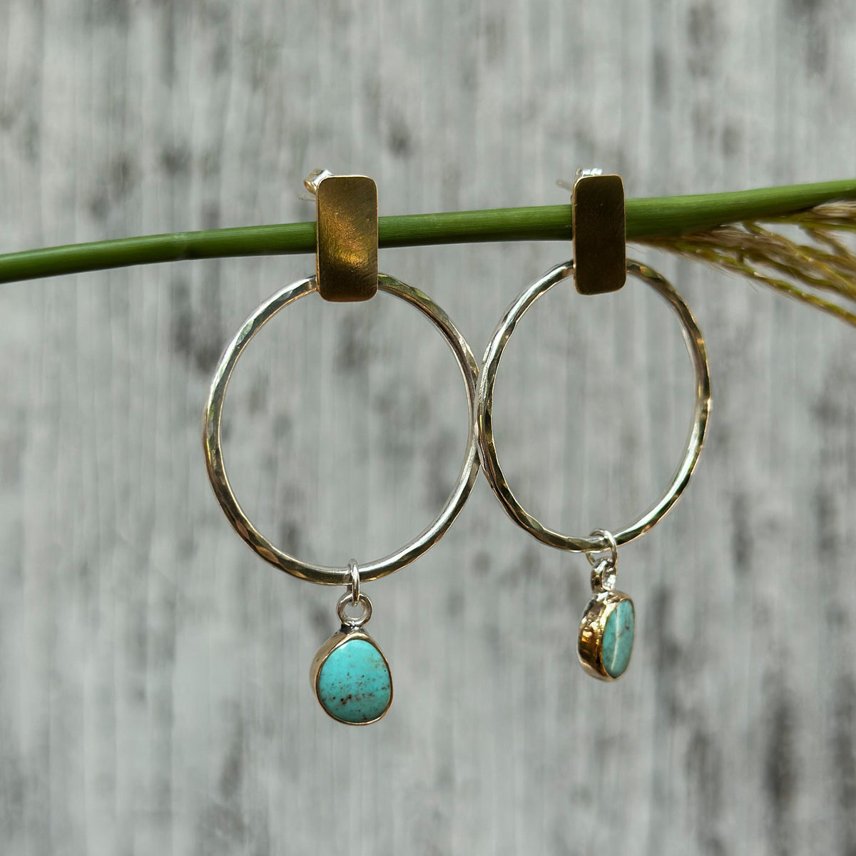 Kingman Turquoise hoop earrings No.3 styled, artisan jewelry Natural Earth Collective Ohio