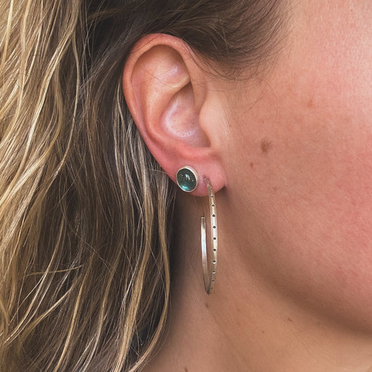 Tourmaline studs close up, colorful natural tourmaline sterling silver Natural Earth Collective Ohio