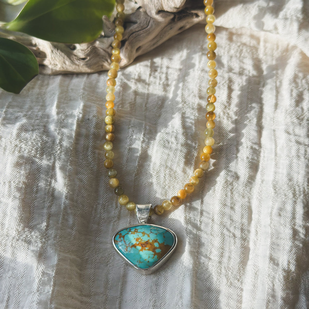 Kingman Turquoise pendant styled, chain sold separately Natural Earth Collective Ohio