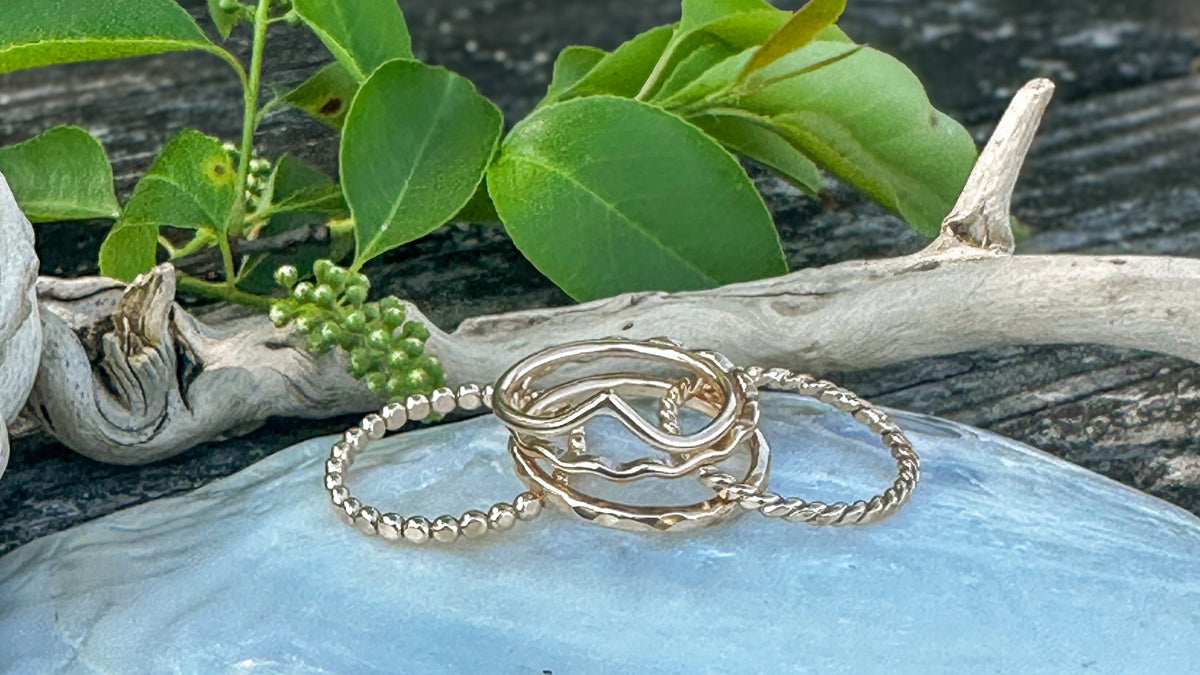 Wave stacking ring on hand, ocean-inspired handcrafted Natural Earth Collective Ohio