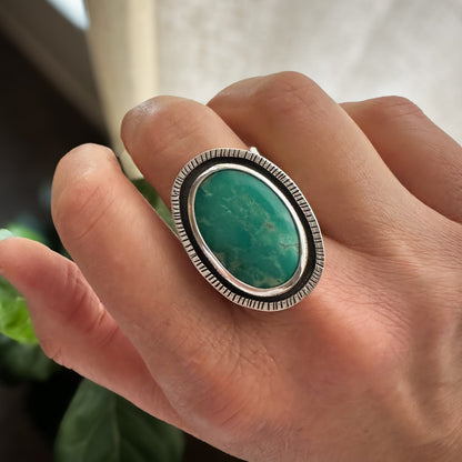 Open Sky Turquoise ring size 9.25, single natural turquoise sterling silver Natural Earth Collective Ohio
