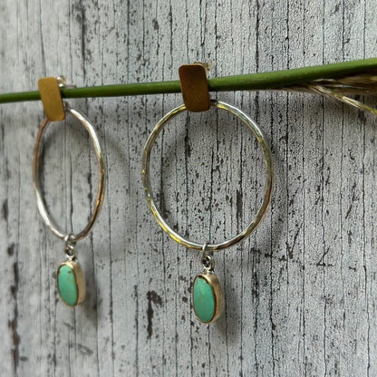 Kingman Turquoise mixed metal earrings No.1 detail, natural Arizona turquoise Natural Earth Collective Ohio