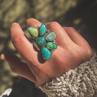 Turquoise Wild Flora Ring - Finish  To Size