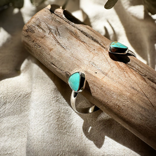Twin Mesa Turquoise Cuff bracelet, two triangular Royston Turquoise stones sterling silver Natural Earth Collective Ohio