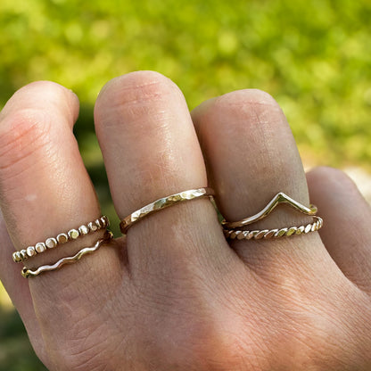Wave stacking ring close up, organic wave texture sterling silver Natural Earth Collective Ohio
