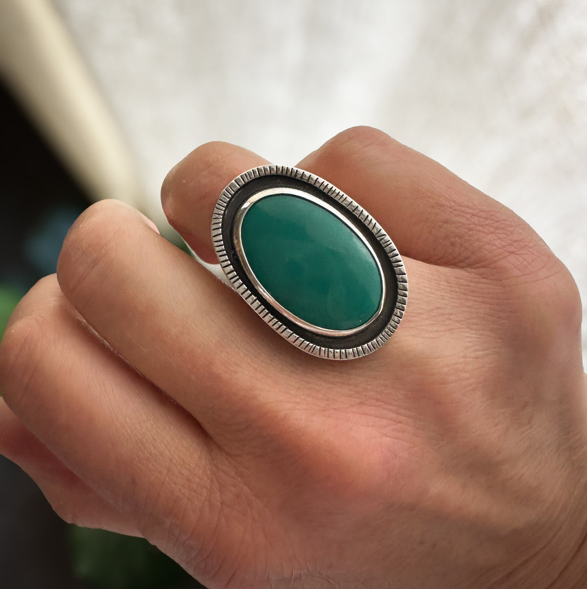 Open Sky Turquoise ring size 7.75, single natural turquoise sterling silver Natural Earth Collective Ohio