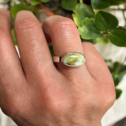 Palomino Variscite ring size 9.5 on hand, one of a kind artisan Natural Earth Collective Ohio