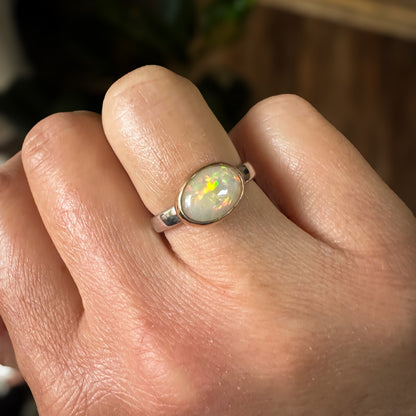 Ethiopian Opal mixed metal ring No.3 size 8, tricolor flash 14k gold filled Natural Earth Collective Ohio