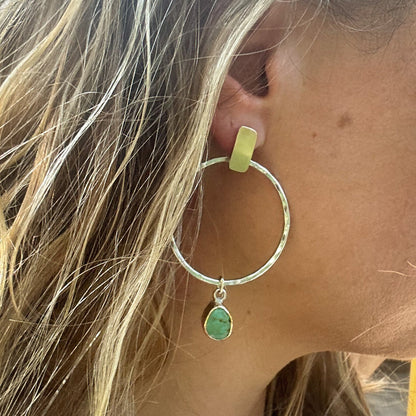 Kingman Turquoise hoop earrings No.2 styled, natural turquoise sterling silver Natural Earth Collective Ohio