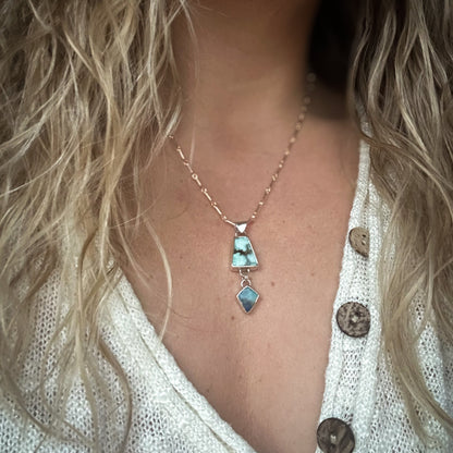 Turquoise opal pendant close up, milky blue turquoise diamond Boulder Opal Natural Earth Collective Ohio
