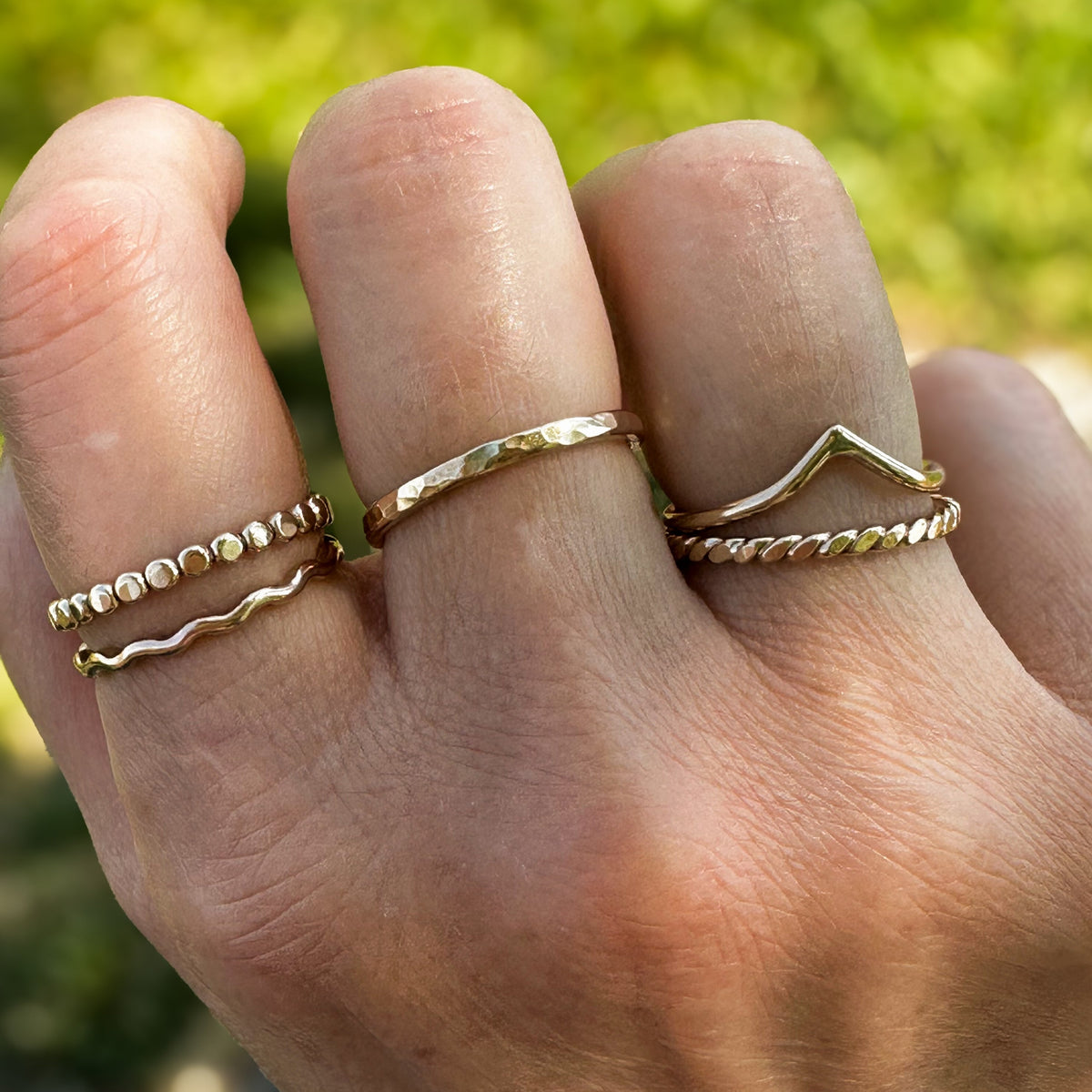 Peak stacking ring close up, single raised ridge sterling silver Natural Earth Collective Ohio