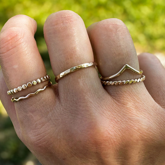 Peak stacking ring close up, single raised ridge sterling silver Natural Earth Collective Ohio