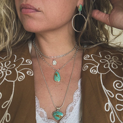 Sonoran Gem Turquoise stud hoop earrings, natural stone sterling silver Natural Earth Collective Ohio