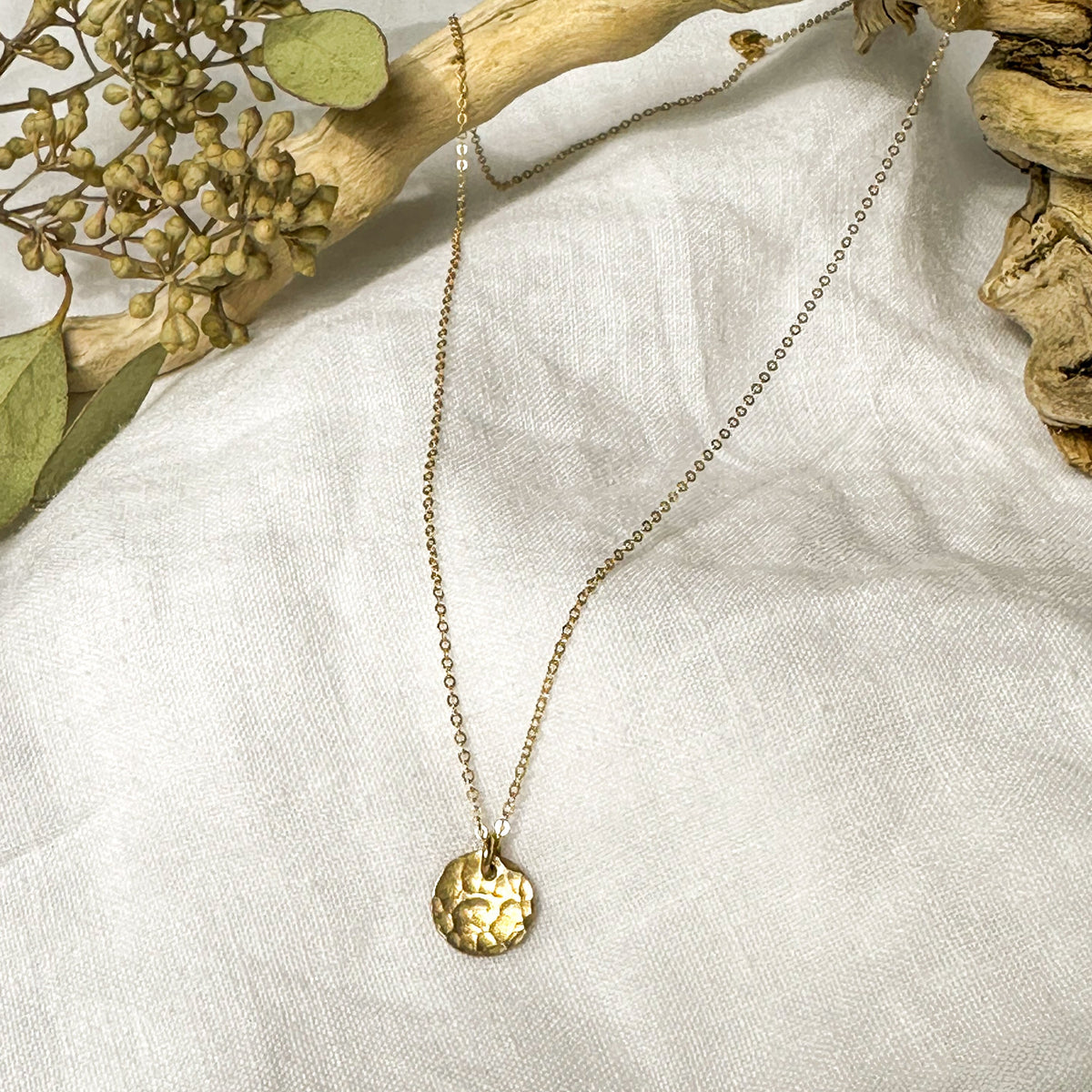 Tiny hammered dot necklace, sterling silver delicate layering necklace Natural Earth Collective Ohio