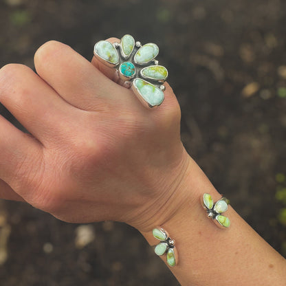 Palomino Turquoise Wild Flora ring size 7.25, mixed natural stones sterling silver Natural Earth Collective Ohio