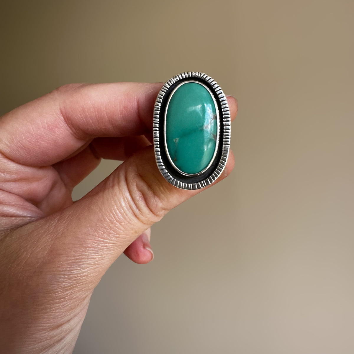 Open Sky Turquoise ring size 5.5 close up, natural stone clean setting Natural Earth Collective Ohio