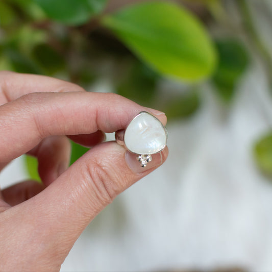 Rainbow Moonstone ring size 5.5, blue flash sterling silver Natural Earth Collective Ohio