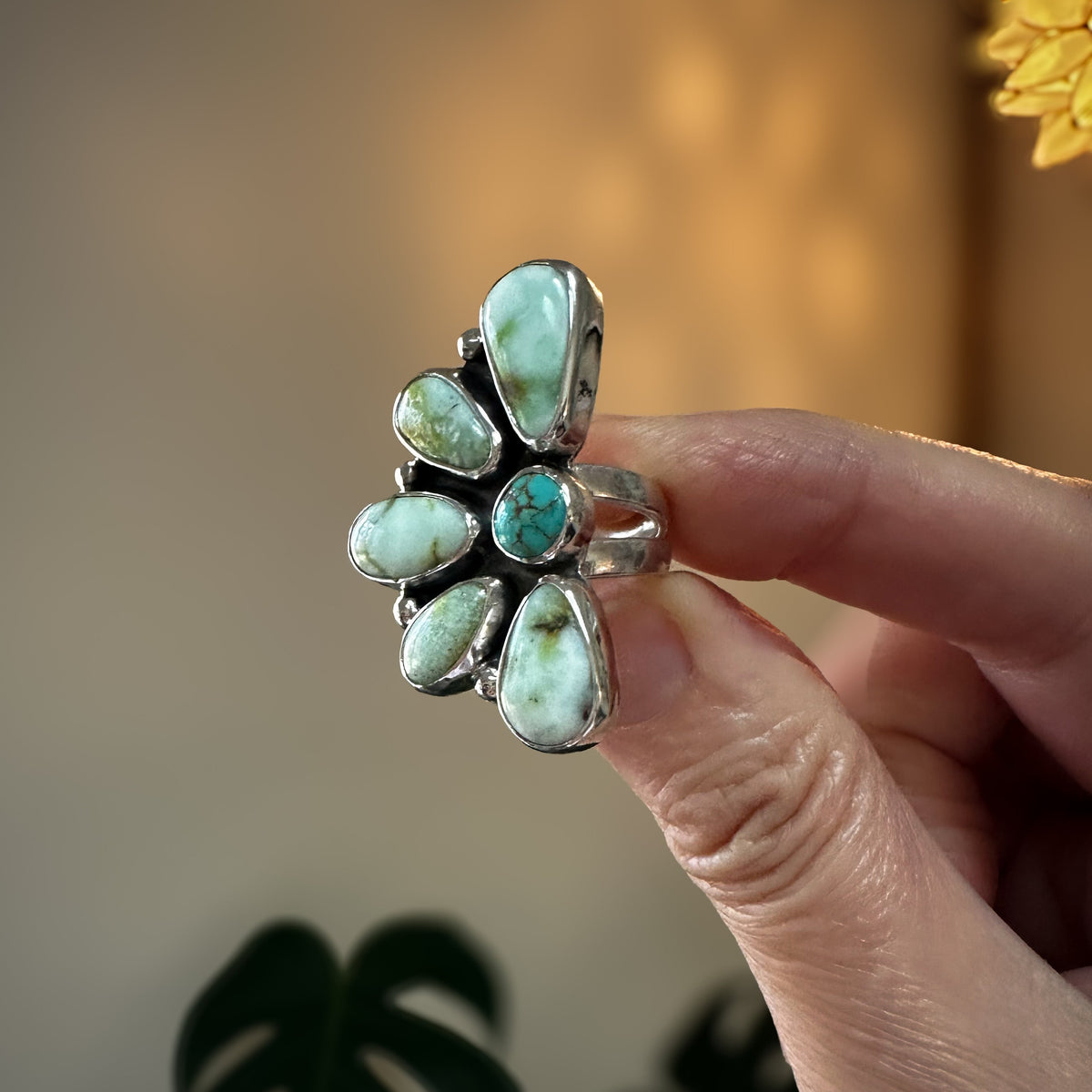 Palomino Wild Flora ring on hand, one of a kind artisan Natural Earth Collective Ohio