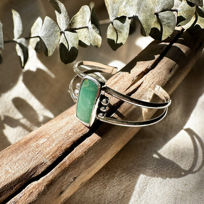 Green River cuff bracelet detail, double band granulation sterling silver Natural Earth Collective Ohio