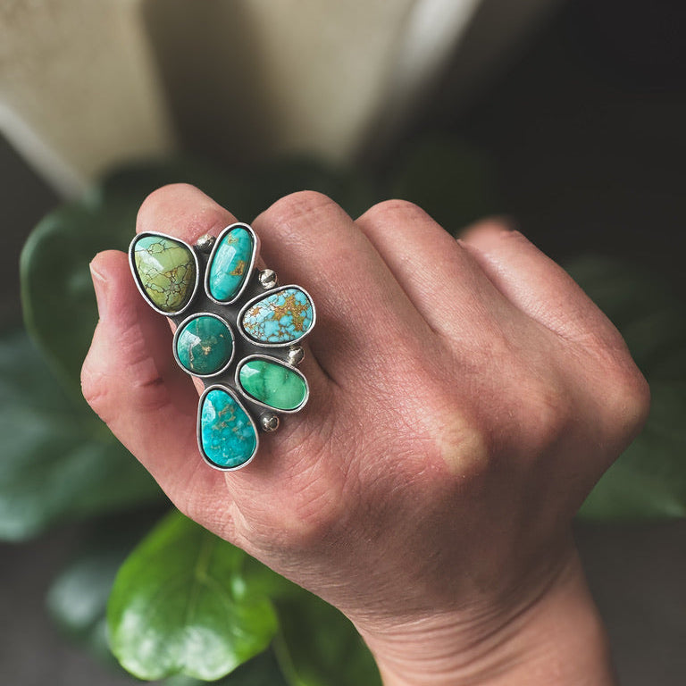 Turquoise Wild Flora Ring - Finish  To Size