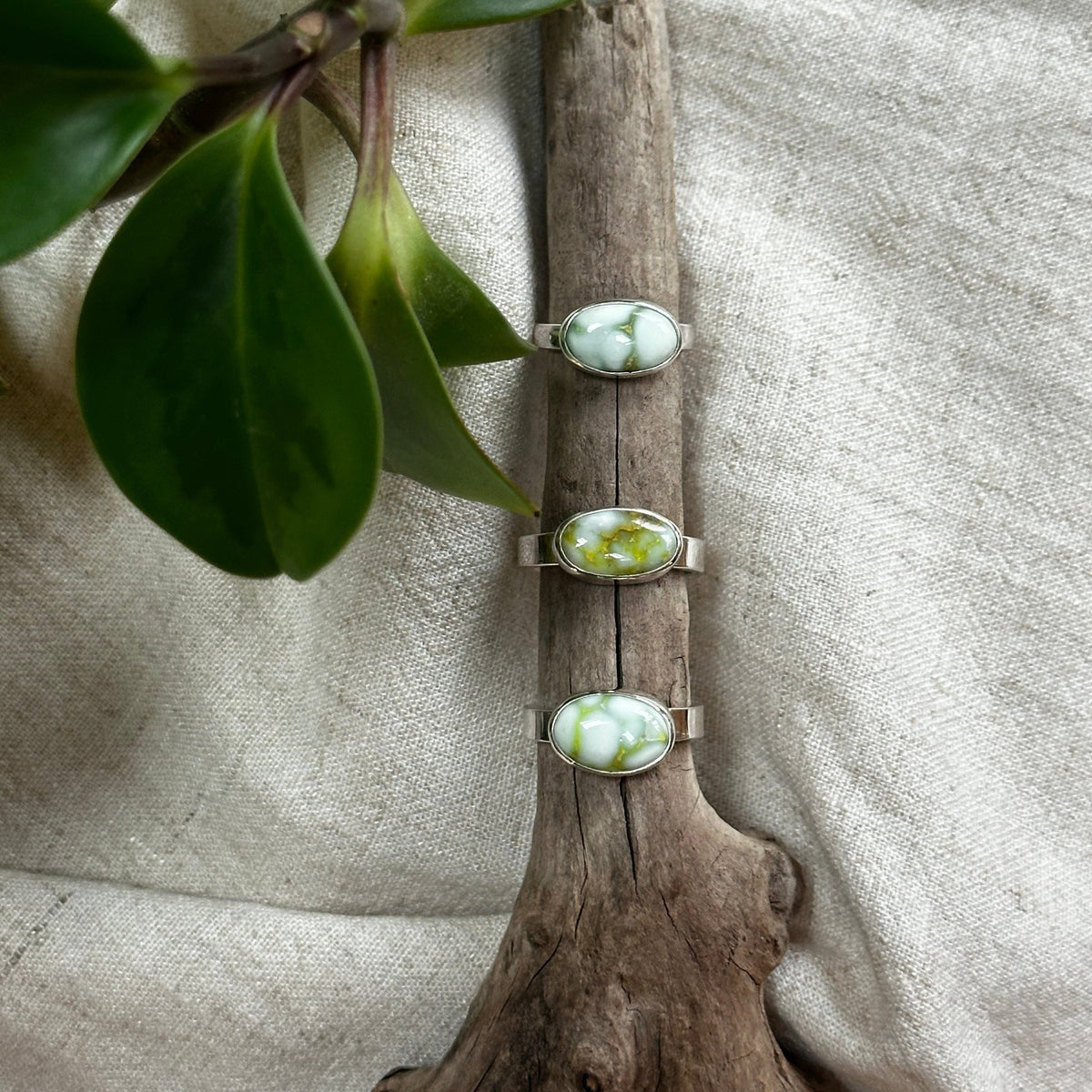 Palomino Variscite ring size 8 detail, natural stone sterling silver Natural Earth Collective Ohio