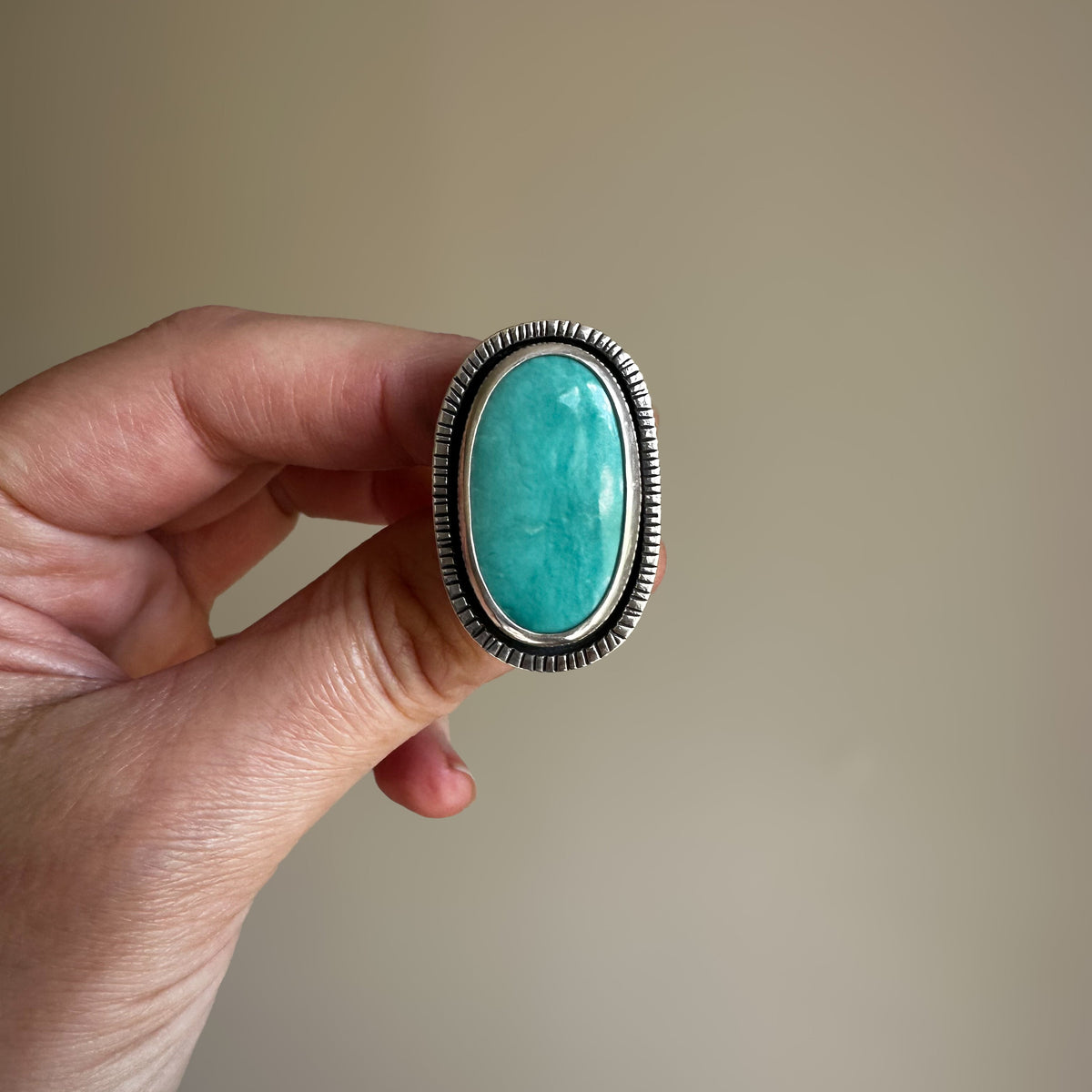 Open Sky Turquoise ring size 7.25 close up, natural stone clean setting Natural Earth Collective Ohio