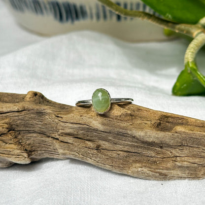 Olive jade stacking ring, natural earthy green jade sterling silver Natural Earth Collective Ohio