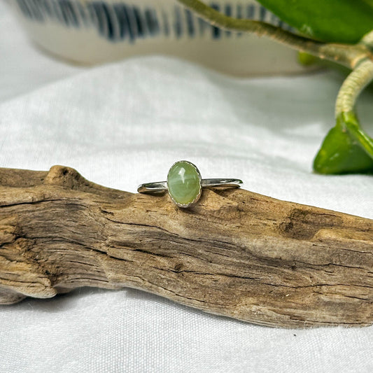 Olive jade stacking ring, natural earthy green jade sterling silver Natural Earth Collective Ohio
