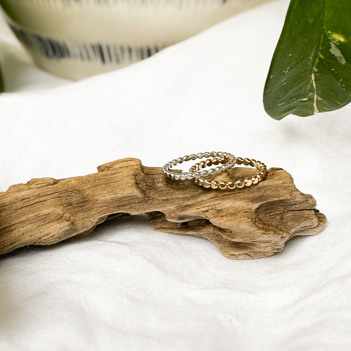 Tiny dots stacking ring sterling silver and 14k gold filled, made to order Natural Earth Collective Ohio