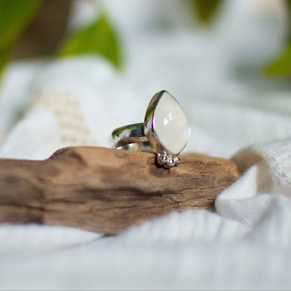 Rainbow Moonstone ring size 7.75 on hand, one of a kind Natural Earth Collective Ohio