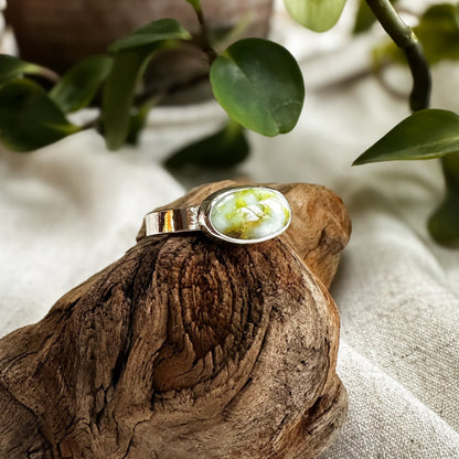 Palomino Variscite ring size 9.5, creamy pale blue-green fine silver sterling silver Natural Earth Collective Ohio