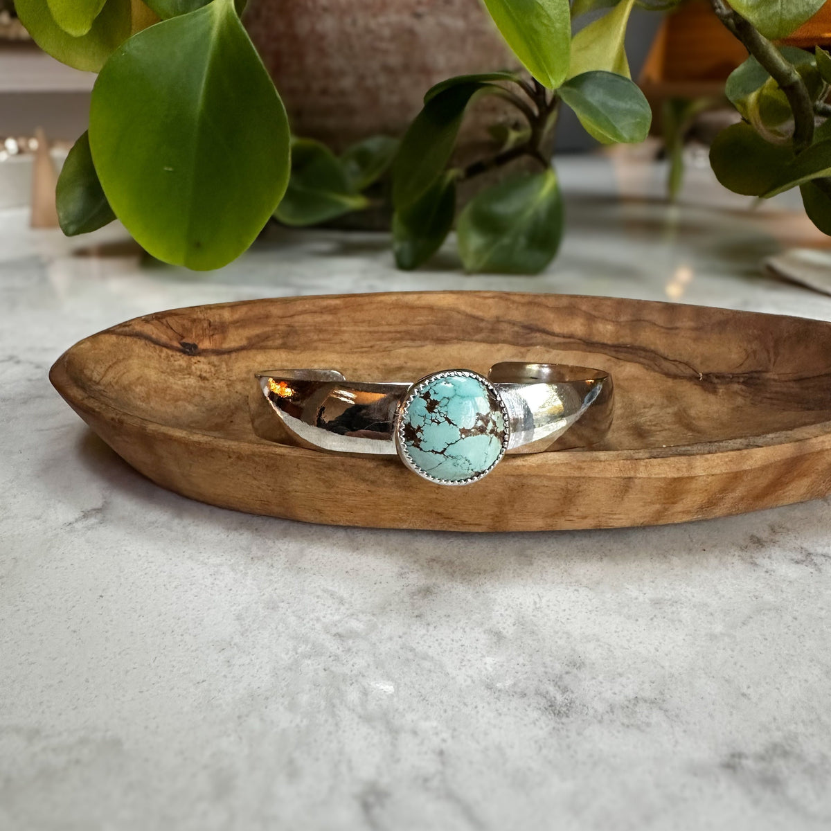 Turquoise wide cuff bracelet, natural turquoise sterling silver handcrafted Natural Earth Collective Ohio