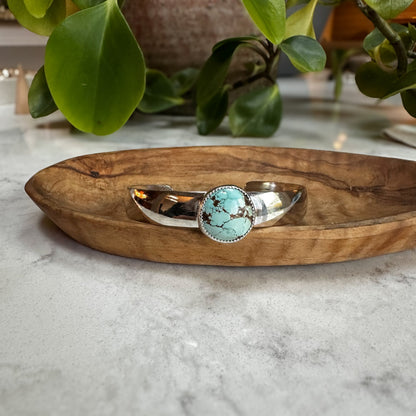 Turquoise wide cuff bracelet, natural turquoise sterling silver handcrafted Natural Earth Collective Ohio