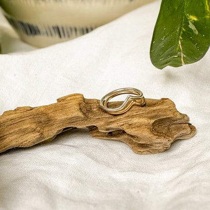 Peak stacking ring sterling silver and 14k gold filled, raised ridge texture Natural Earth Collective Ohio