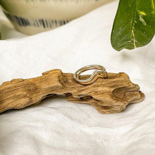 Peak stacking ring sterling silver and 14k gold filled, raised ridge texture Natural Earth Collective Ohio