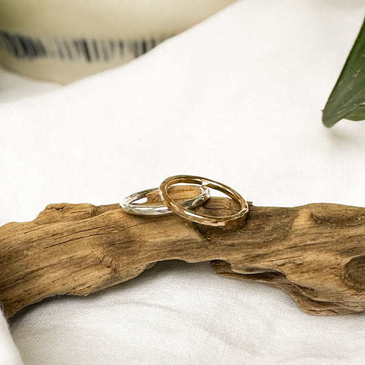 Hammered stacking ring sterling silver and 14k gold filled, made to order Natural Earth Collective Ohio
