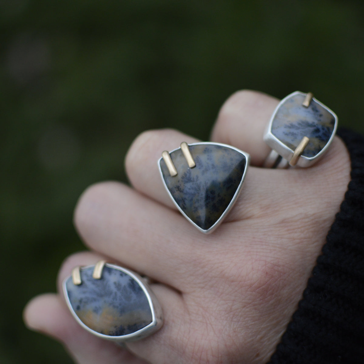 Mixed metal prong ring No.2 styled, handcrafted artisan jewelry Natural Earth Collective Ohio