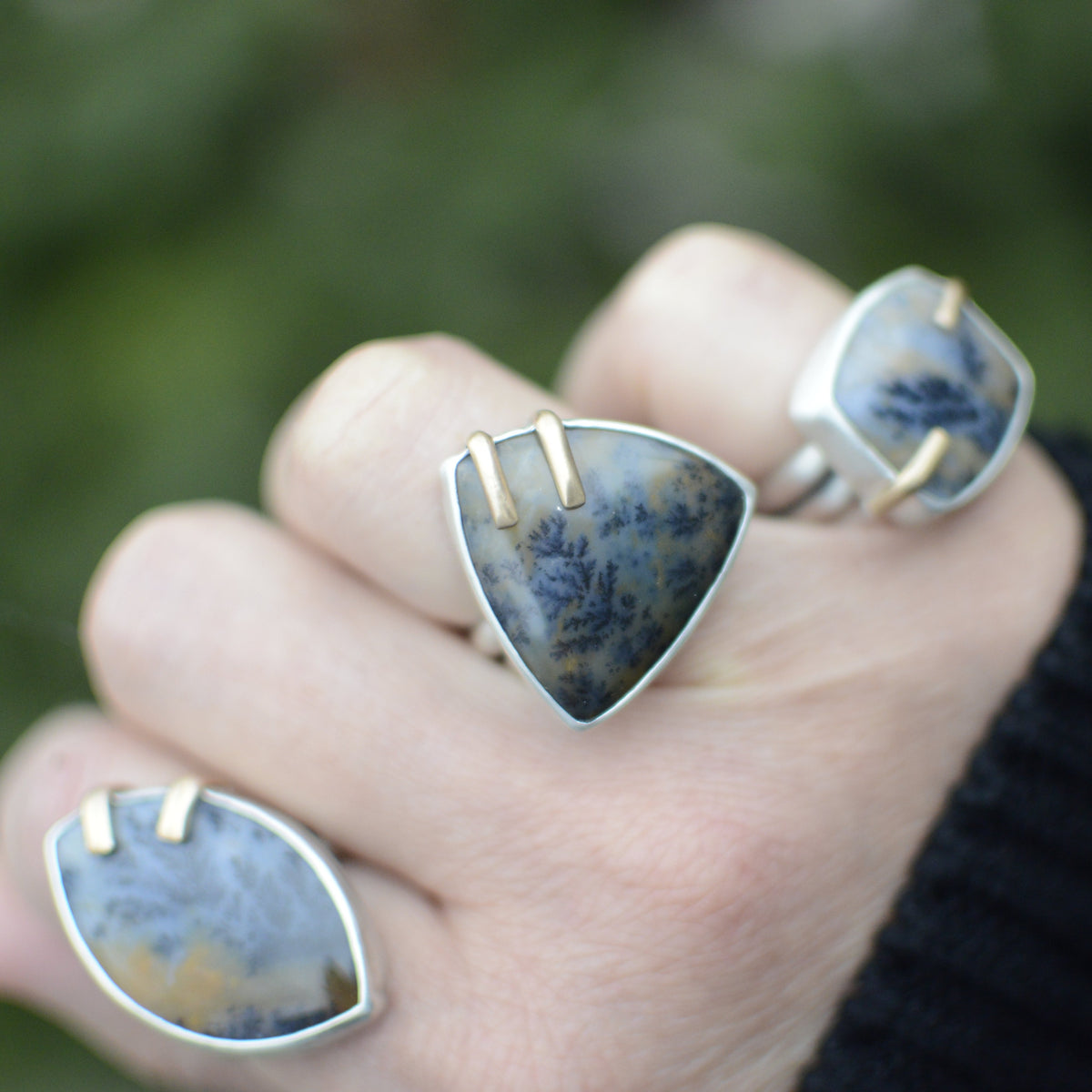 Mixed metal prong ring No.1 on hand, one of a kind artisan jewelry Natural Earth Collective Ohio