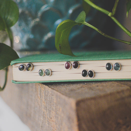 Natural tourmaline stud earrings, saturated natural gemstone sterling silver Natural Earth Collective Ohio