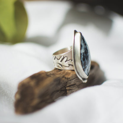 Dendritic Agate Cypress ring No.2 on hand, one of a kind artisan Natural Earth Collective Ohio