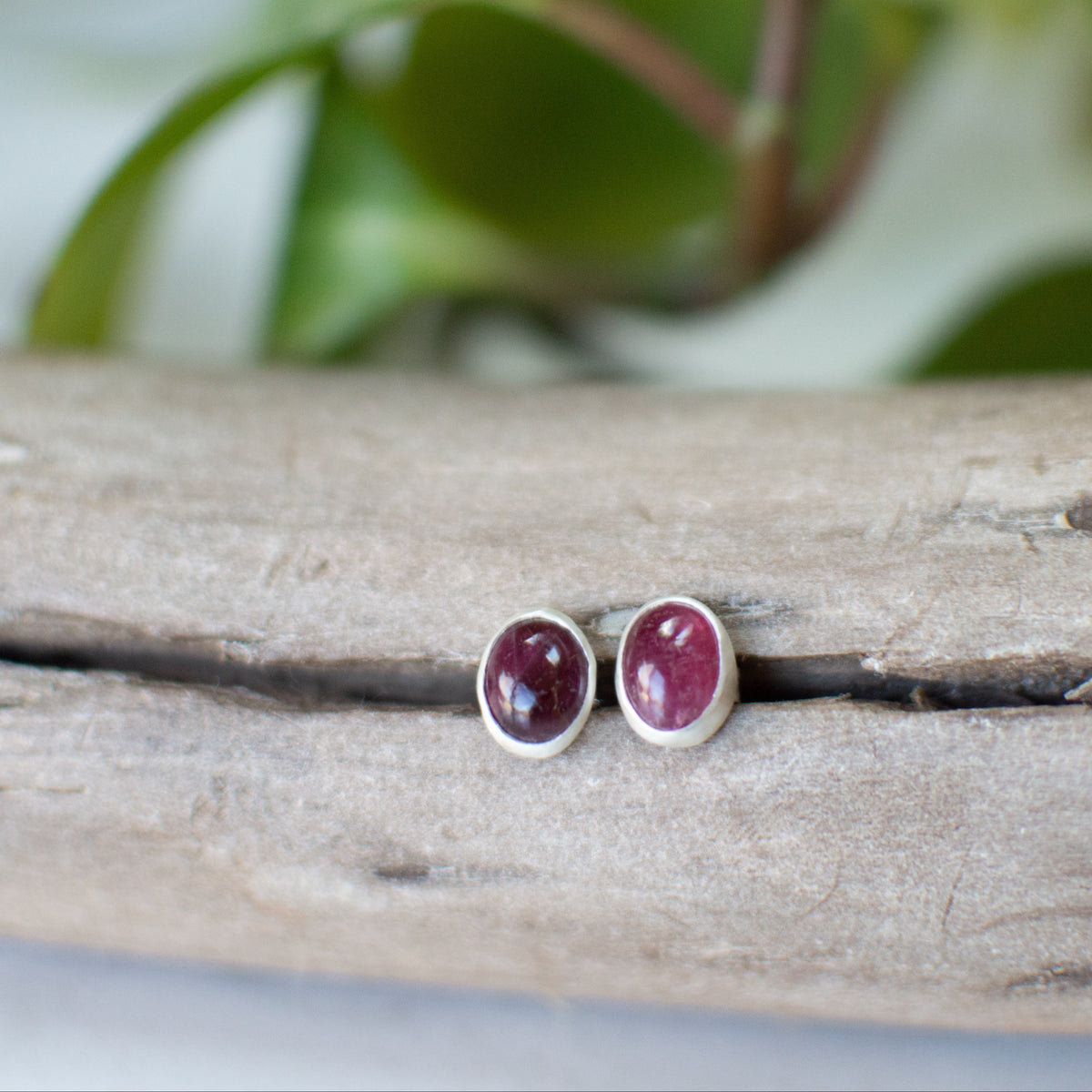 Emerald green tourmaline stud earrings, natural gemstone handcrafted Natural Earth Collective Ohio