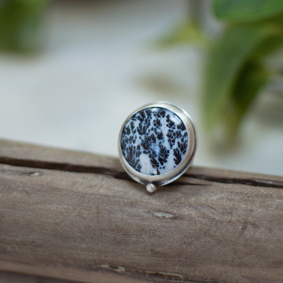 Dendritic Agate Cypress ring No.3 detail, natural stone sterling silver Natural Earth Collective