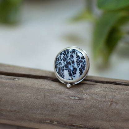 Dendritic Agate Cypress ring No.3 detail, natural stone sterling silver Natural Earth Collective