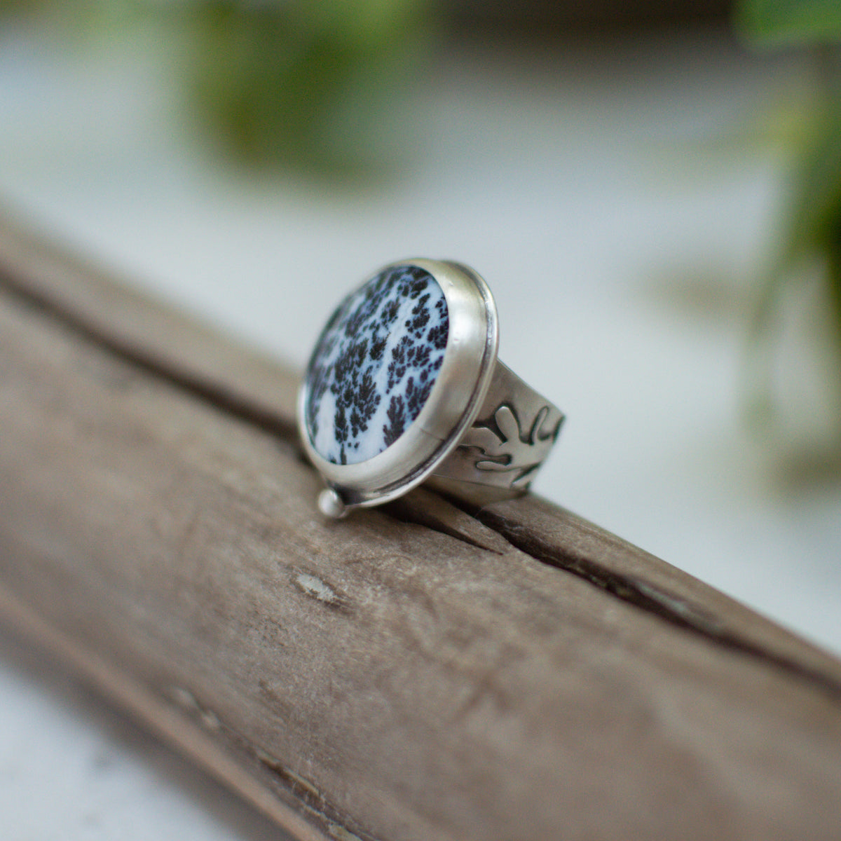 Dendritic Agate ring No.3 on hand, one of a kind artisan Natural Earth Collective Ohio