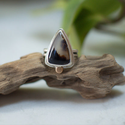 Triangle agate ring size 10 on hand, one of a kind artisan Natural Earth Collective Ohio