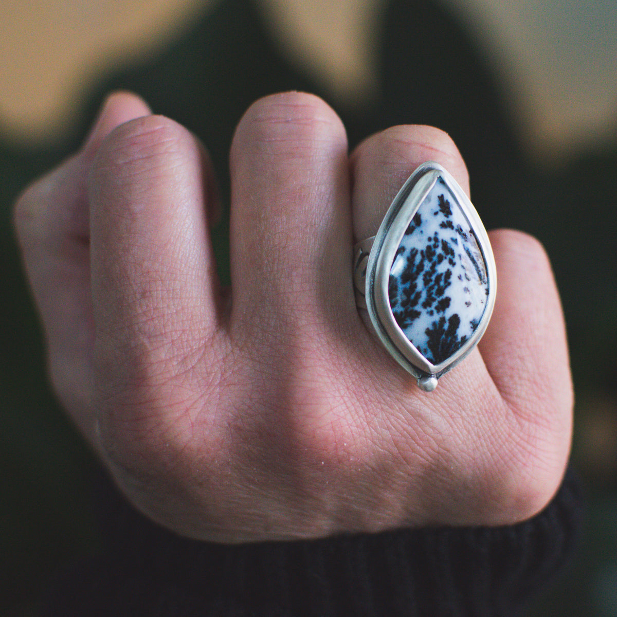 Dendritic Agate ring No.2 styled, handcrafted artisan jewelry Natural Earth Collective Ohio