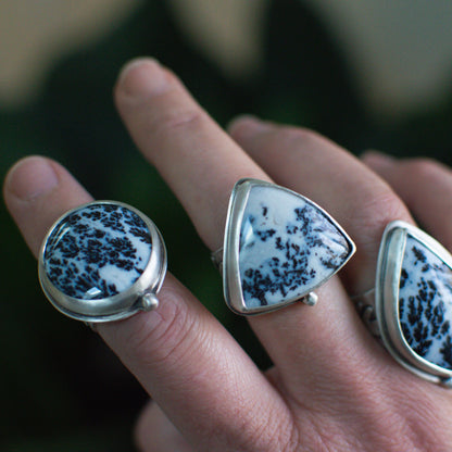 Dendritic Agate Cypress ring No.3 side view, sterling silver Natural Earth Collective