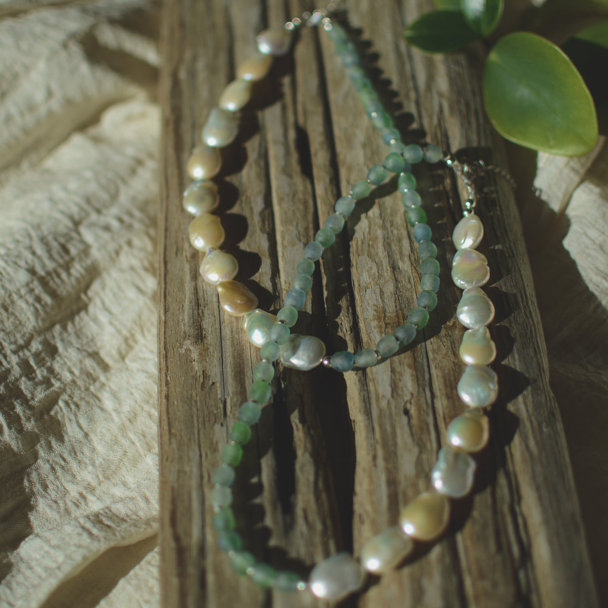 Shoreline Pearl necklace styled, coastal earthy ocean-inspired Natural Earth Collective Ohio